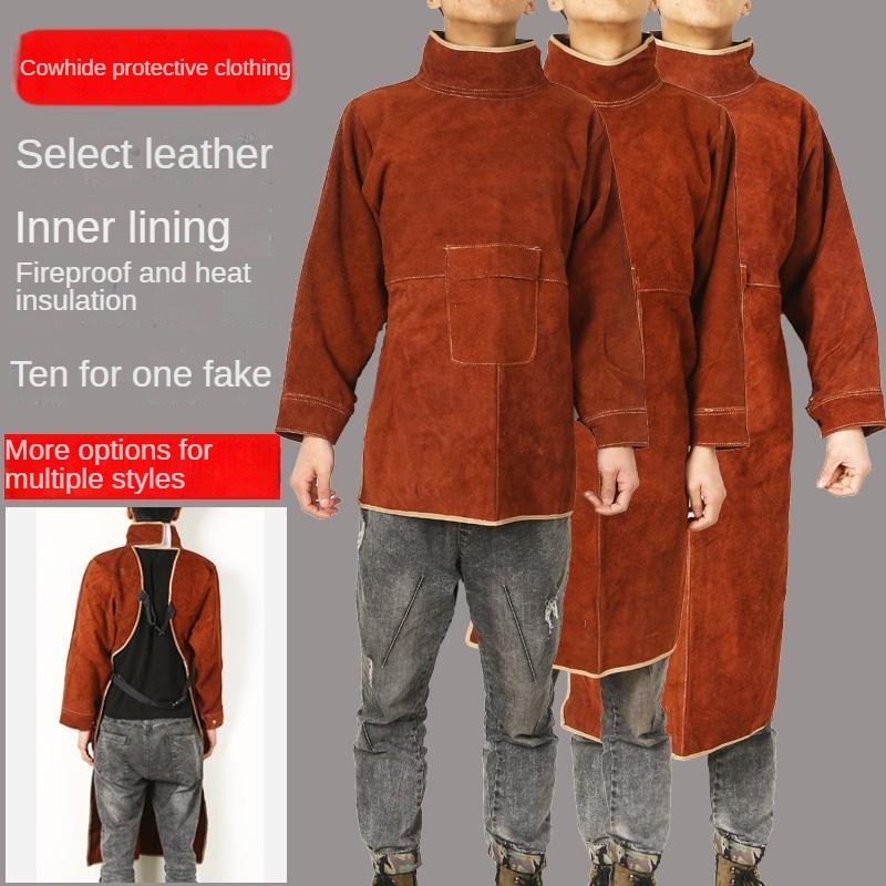 Leather Work Overalls - لحام الغطاء الواقي جلد البقر مكافحة