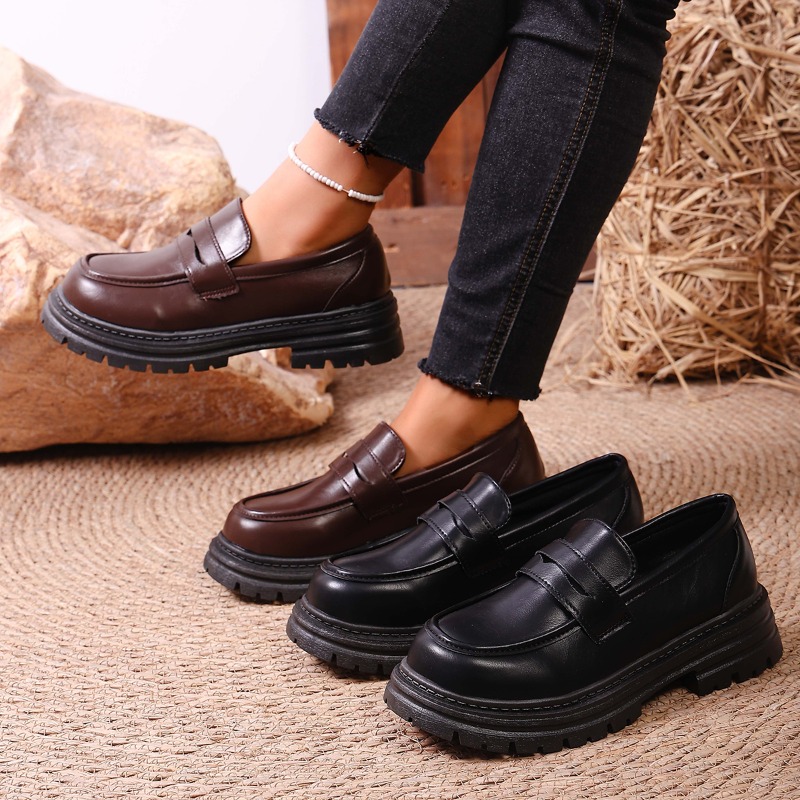 Leather Work Flats Women - المرأة براون أحذية جلدية بدون كعب