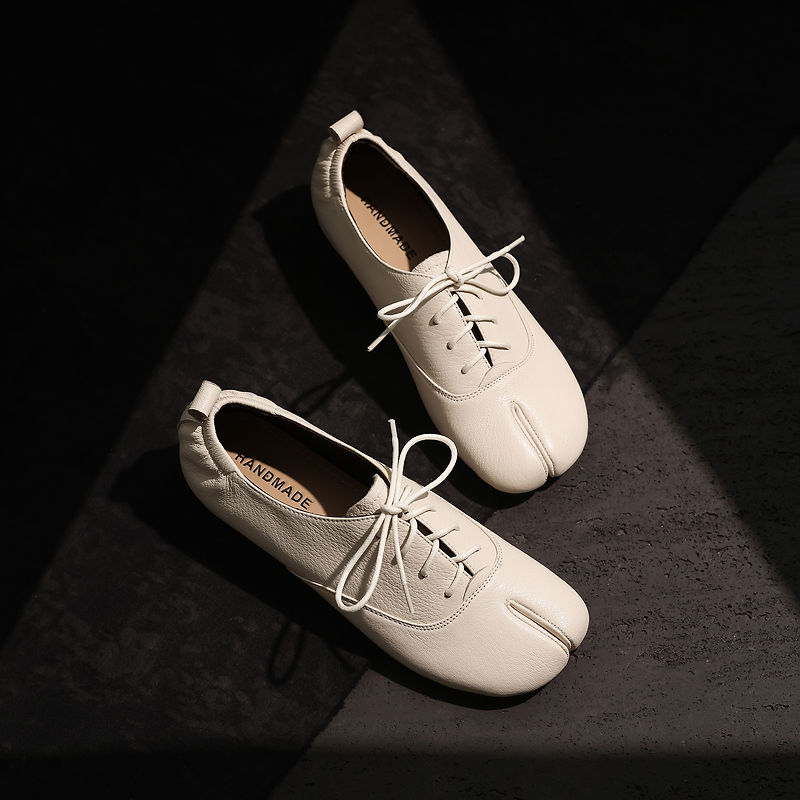 Leather Work Flats Women - أحذية نسائية تابي من الجلد الطبيعي،