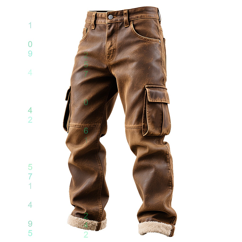 Leather Work Overalls - بنطلون رجالي كلاسيكي بني من الجلد