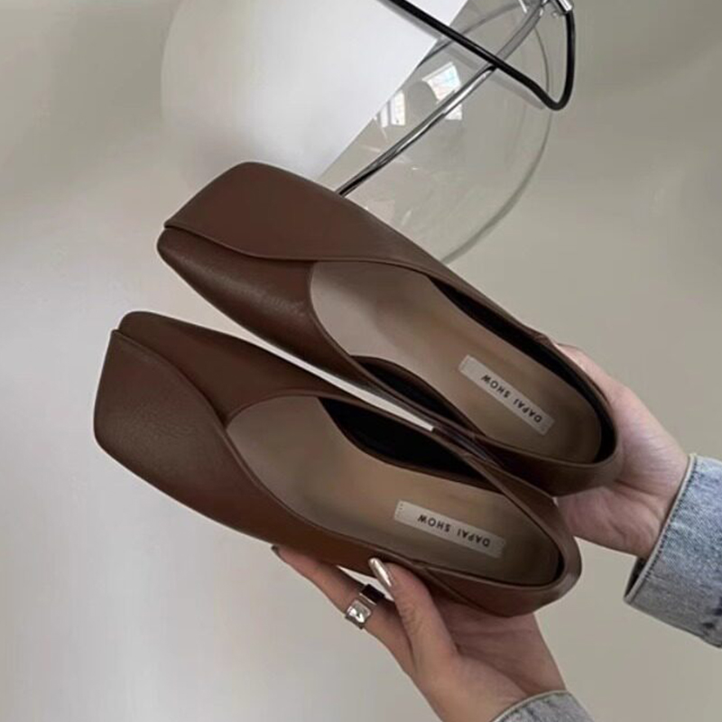 Leather Work Flats Women - أحذية نسائية جديدة: أحذية لوفر مسطحة،