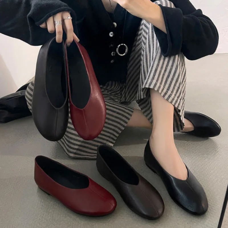Leather Work Flats Women - أحذية نسائية جديدة لربيع 2026 بلون
