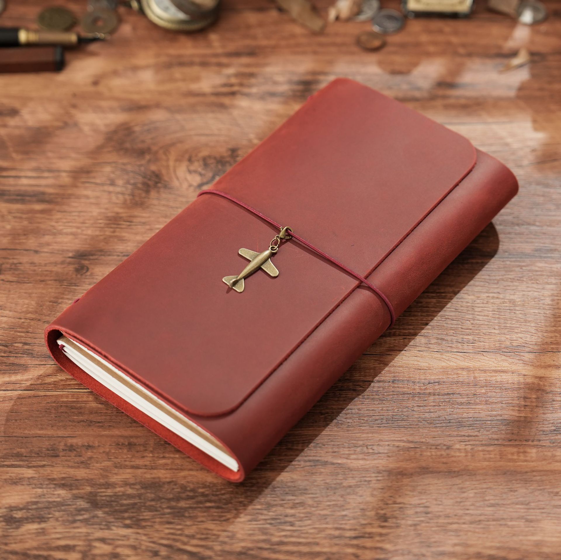 Leather Work Diary - دفتر ملاحظات جديد للمسافرين بتصميم ثلاثي