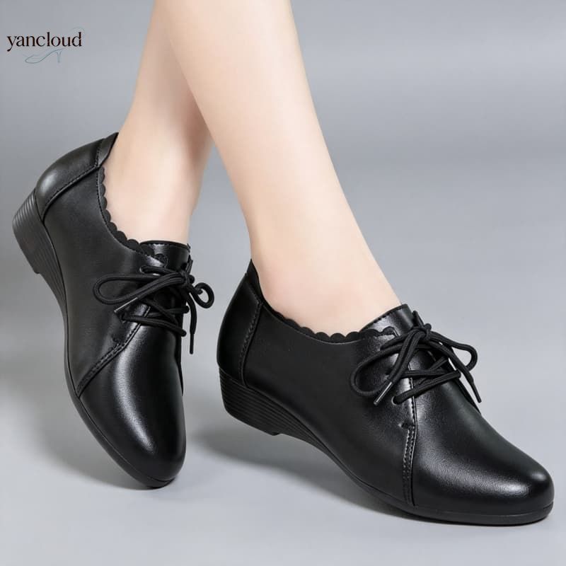 Leather Work Flats Women - أحذية أكسفورد مريحة بمقاسات كبيرة 35-43