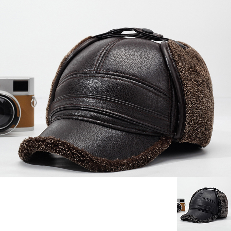 Leather Work Hat - 2026New بولي Leather جلد الشتاء الرجال