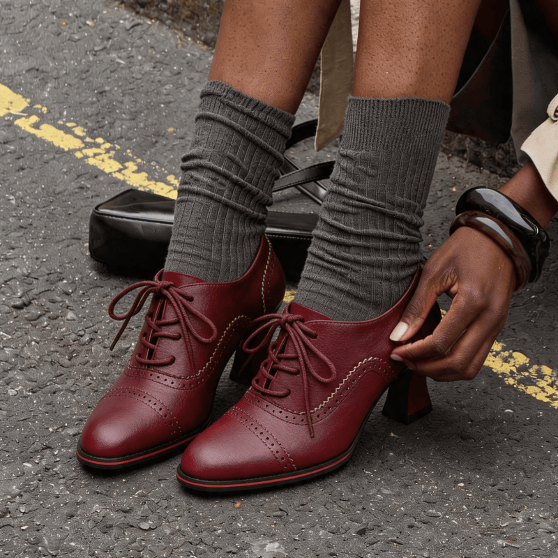 Leather Work Flats Women - أحذية أكسفورد نسائية من الجلد الصناعي