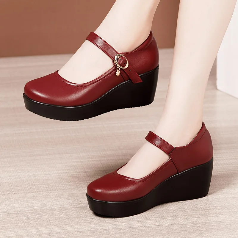 6 سنتيمتر صغيرة الحجم 32-43 خم - مراجعة Leather Work Flats Women وسعره
