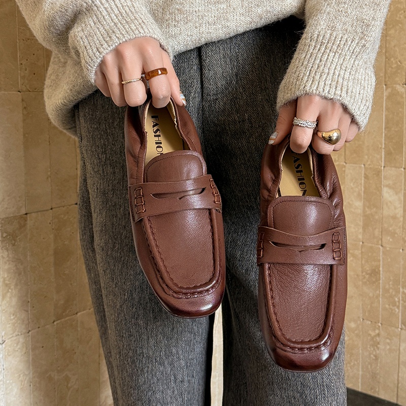 أحذية نسائية مسطحة للربيع والخ - مراجعة Leather Work Flats Women وسعره