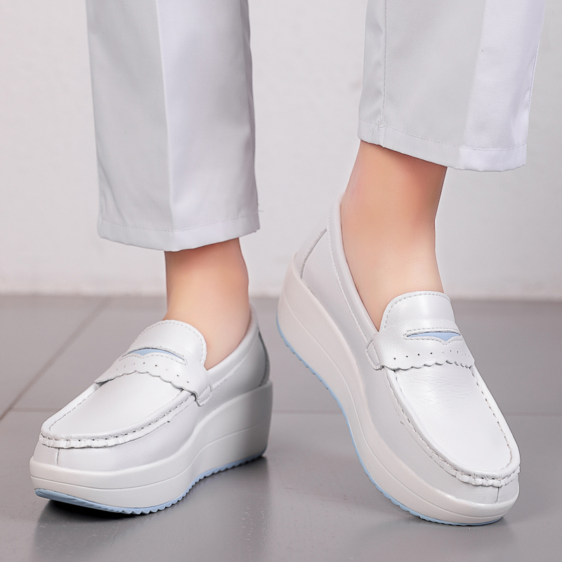 قوي-منصة أسافين أحذية غير رسمي - مراجعة Leather Work Flats Women وسعره