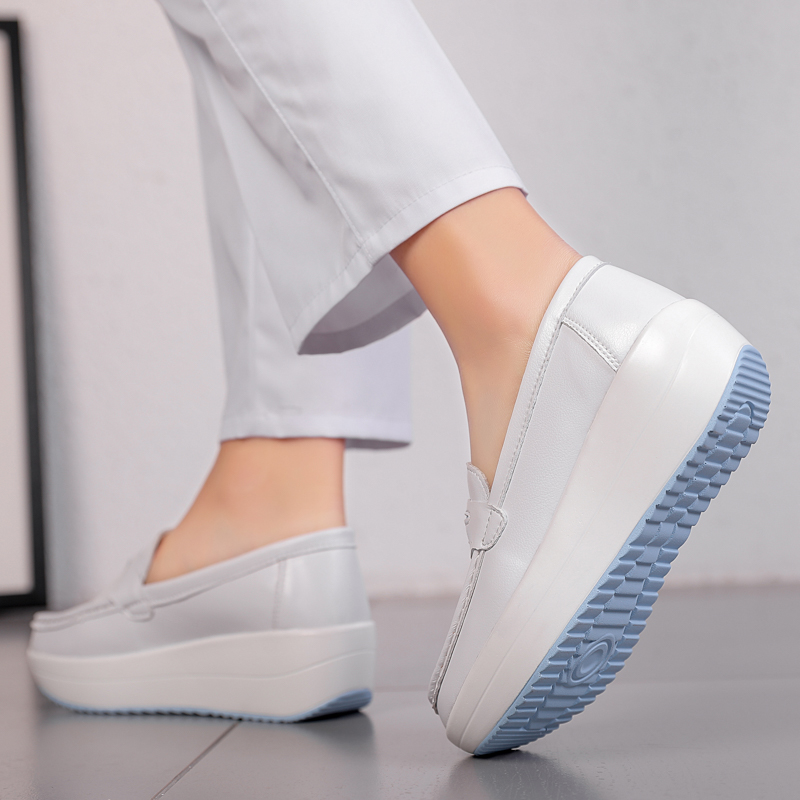 قوي-منصة أسافين أحذية غير رسمي - مراجعة Leather Work Flats Women وسعره