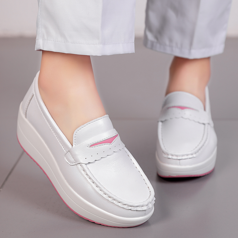 قوي-منصة أسافين أحذية غير رسمي - مراجعة Leather Work Flats Women وسعره