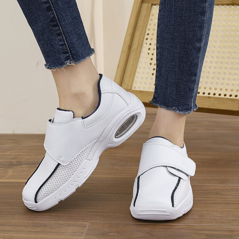 أحذية التمريض المهنية البيضاء  - مراجعة Leather Work Flats Women وسعره