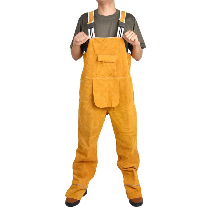 جلد البقر لحام مريلة وزرة للرج - مراجعة Leather Work Overalls وسعره