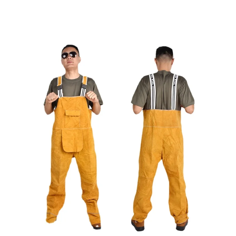 جلد البقر لحام مريلة وزرة للرج - مراجعة Leather Work Overalls وسعره