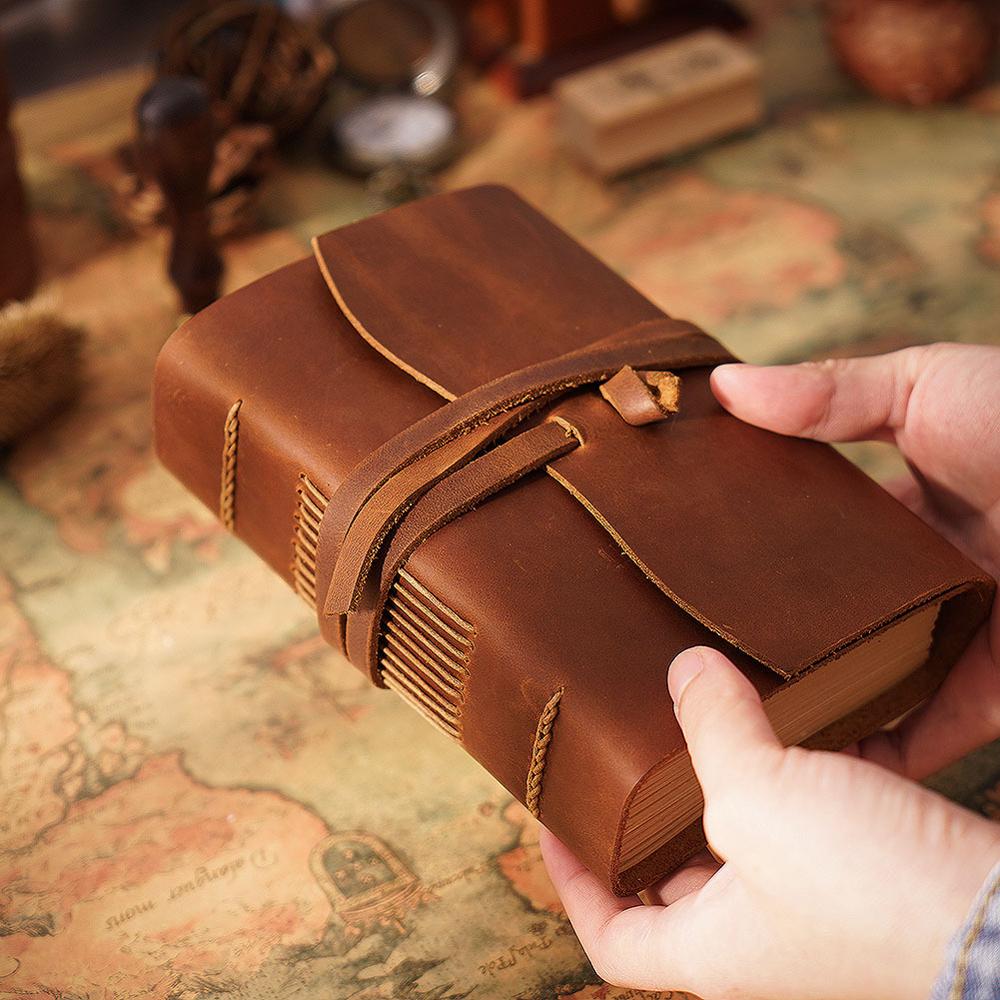 دفتر الجلود اليدوية براون مجلة - مراجعة Leather Work Diary وسعره
